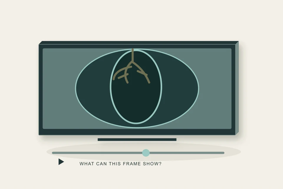 Conceptual illustration of large pipe frame and footage timeline