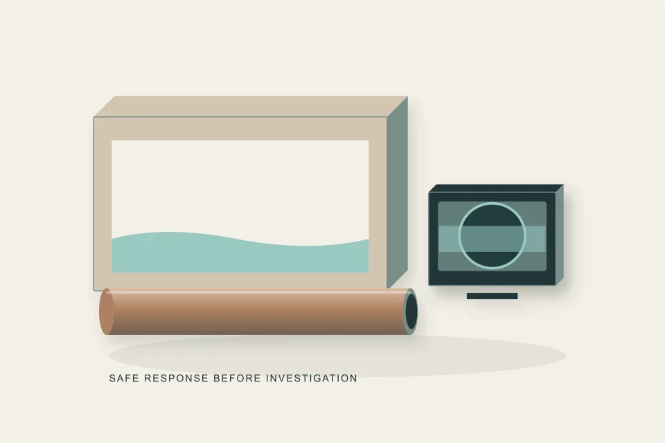 Conceptual illustration of basement water and lost camera visibility