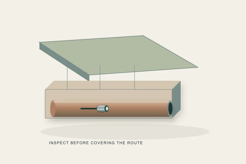 Conceptual illustration of lifted floor finish reveals the drain route